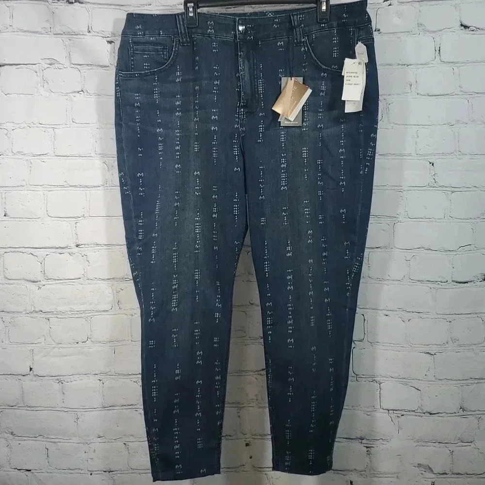 Melissa McCarthy Seven 7 Jesse Print Stretch Skinny Slimming Pencil Jeans 20W‎